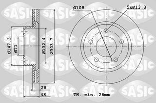 SASIC, 6100013, Тормозной диск